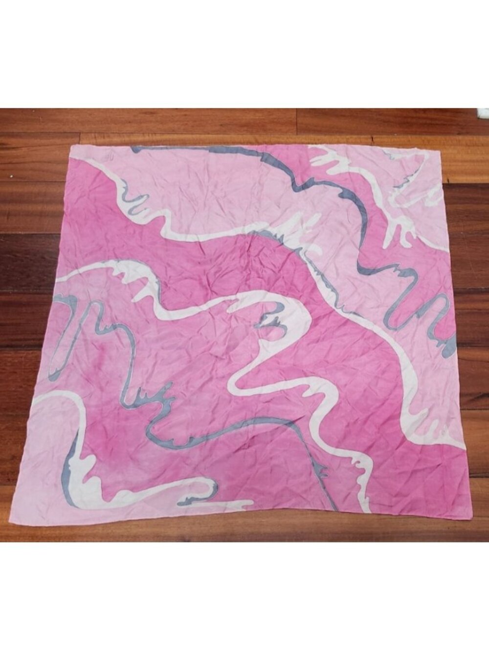 Pink Abstract Sheer Scarf Wrap Shawl Square Bandana Y2K Soft Girl 31x32 - Picture 2 of 7